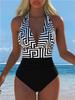 1011 Women's One-piece Swimsuit Neck Strap Halter Sling Design Beach Swimsuit