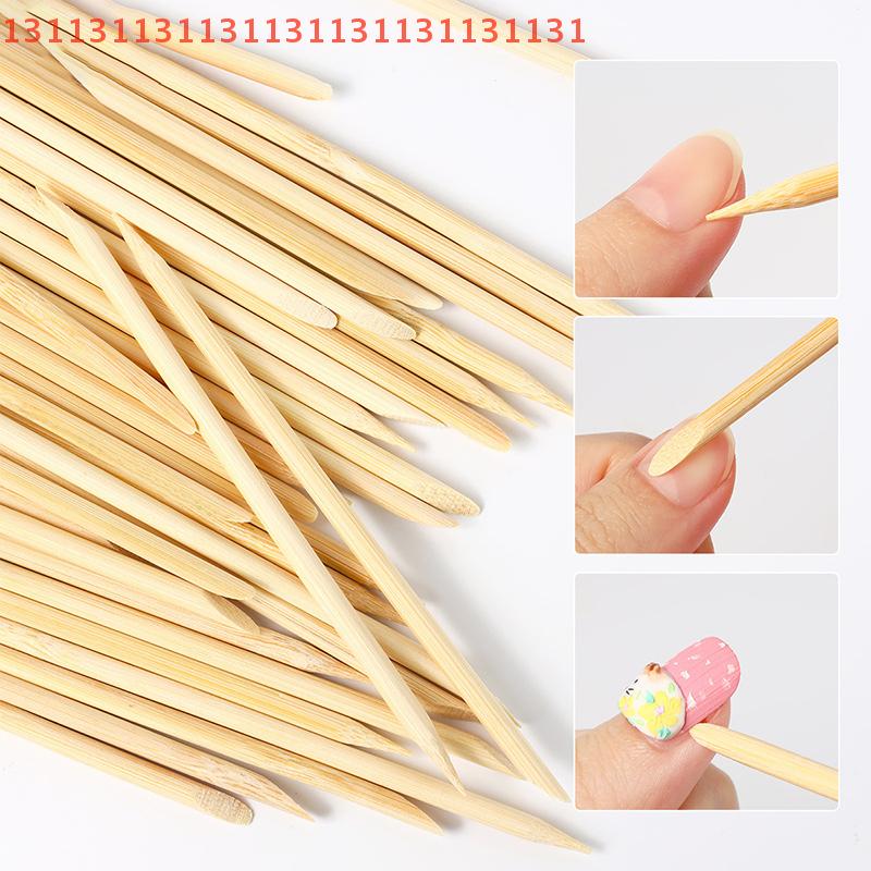 100Pcs Orange Wood Cuticle Sticks Set Double Headed Forks Nail Manicure Tools 5 Sizes Cuticle Pusher Remove Tool