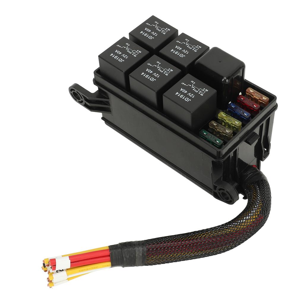 6 Way Fuse And Relay Box Pre Wired Fuse Relay Block with Lid for Car Truck Marine Boat DC12V