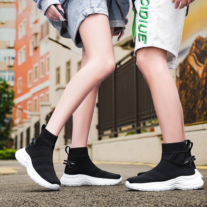 New Couples Socks Sports Shoes Fashion Breathbale Black Trainers Men Casual Walking Sneakers High Top Women's Gym Sneakers 36-48