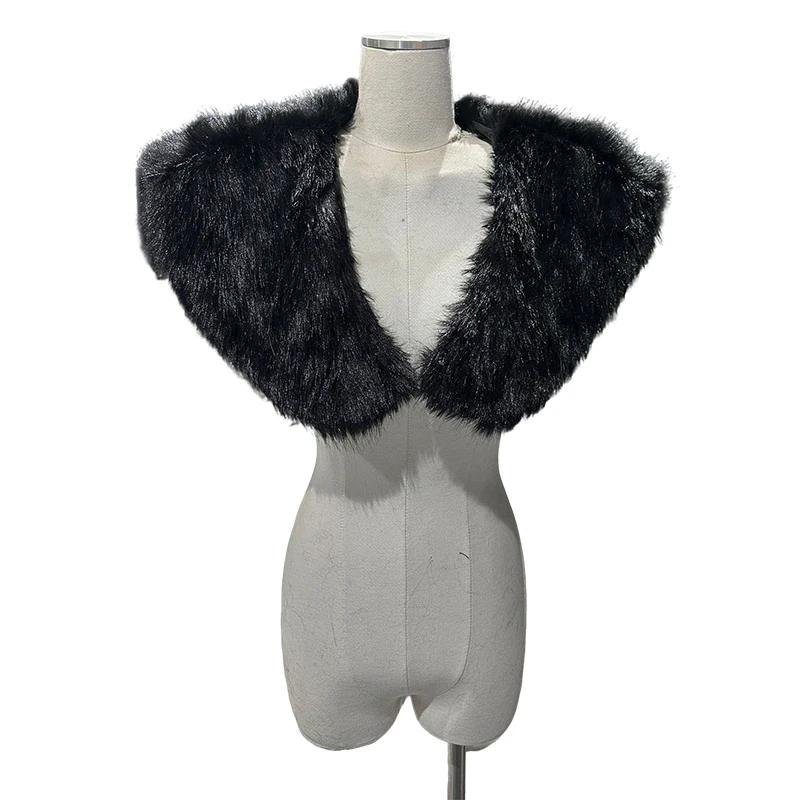 Medieval Faux Fur Collar for Men Women Cape Shoulder Wrap Retro Hunter Pirate Costume Halloween Cosplay Accessory