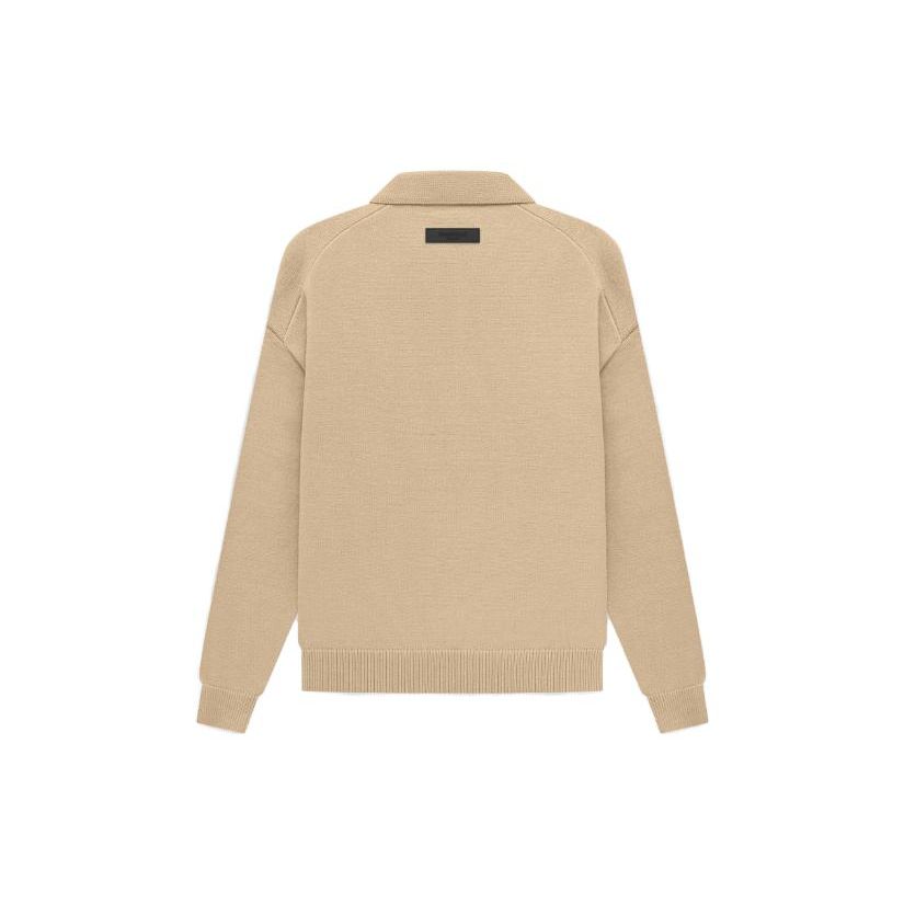 Fear Of God Essentials SS23 Knit Long Sleeve Polo Men Tops Sand White FOG-SS23-041