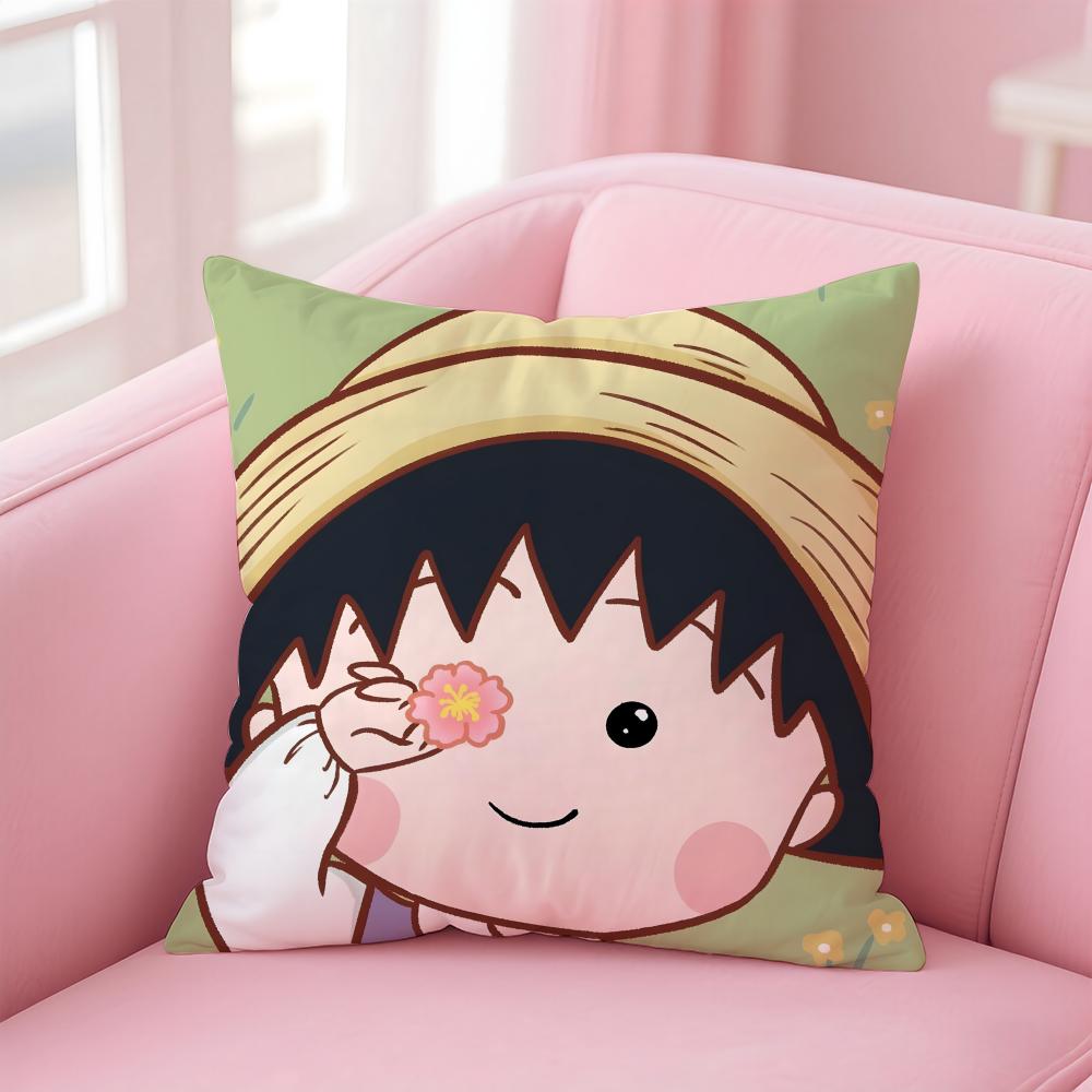 Poszewka na poduszkę Anime C-Chibi Maruko-chanS Wygodna Dwustronna Poszewka Idealna do Samochodu Sofy Sypialni i Nie Tylko