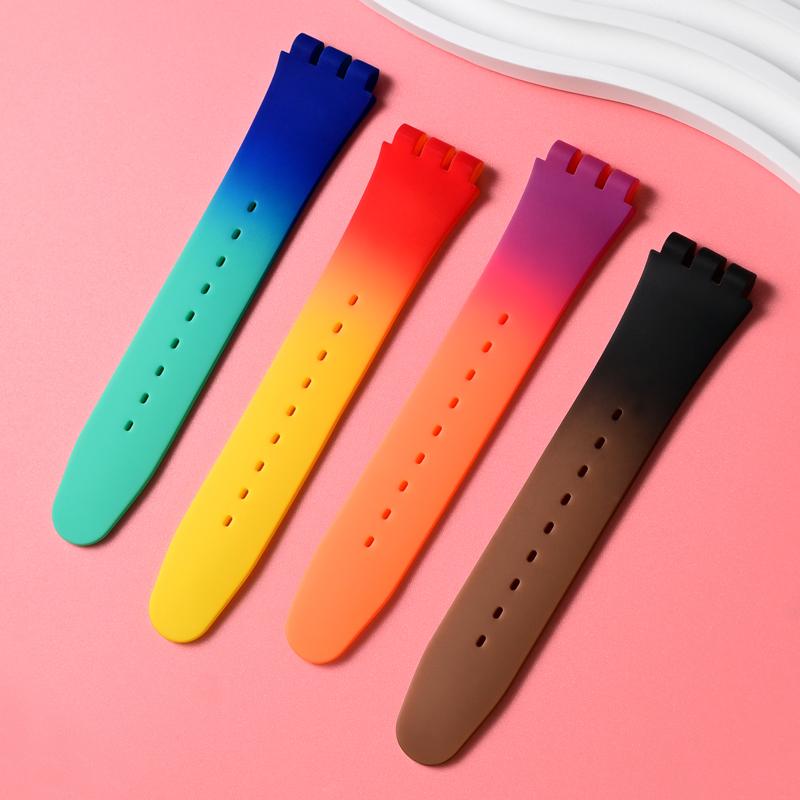 19mm Silicone Soft Bracelet for Swatch Colorful Rubber Watch Band  Sport Replacement Wrist Strap Accessories