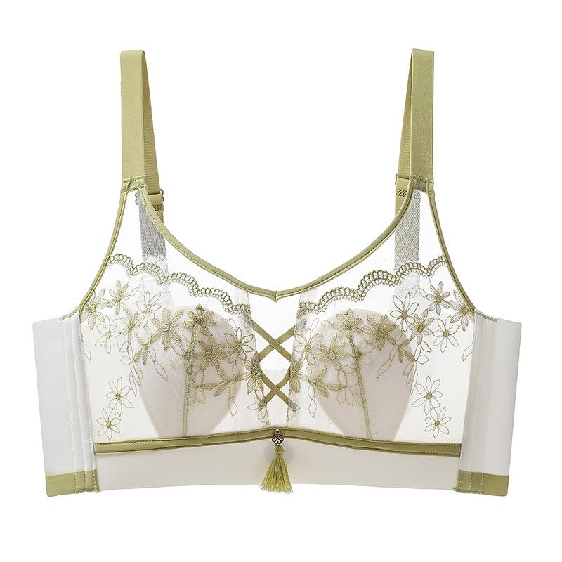 Thin Bra with Rabbit Ear Cup Full Cup Design Thin Bra Without Steel Ring Double Breasted Bra