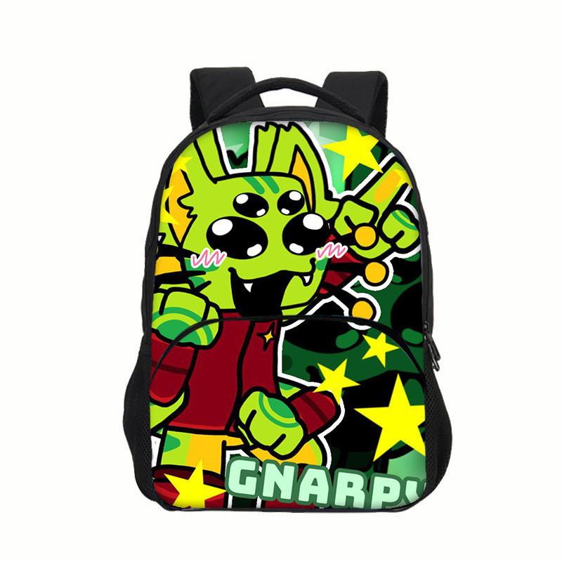 Regretevator Gnarpy Green Cat Backpack With Printed Design For School Use