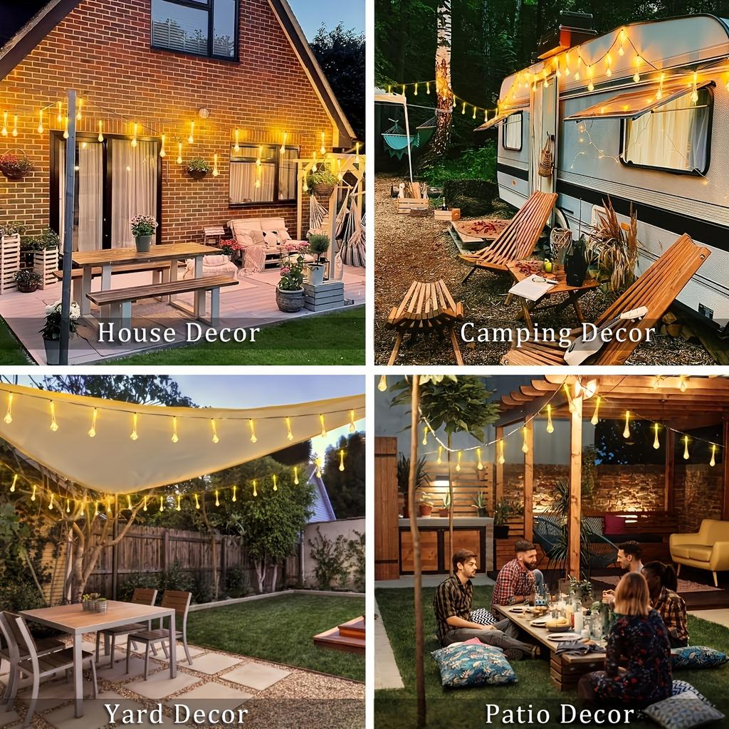 30 Leds Solar IP65 Yard Light Water Drop Lights, String Raindrop LightsSolar Festival Lamp for Birthdays Parties Christmas Decor