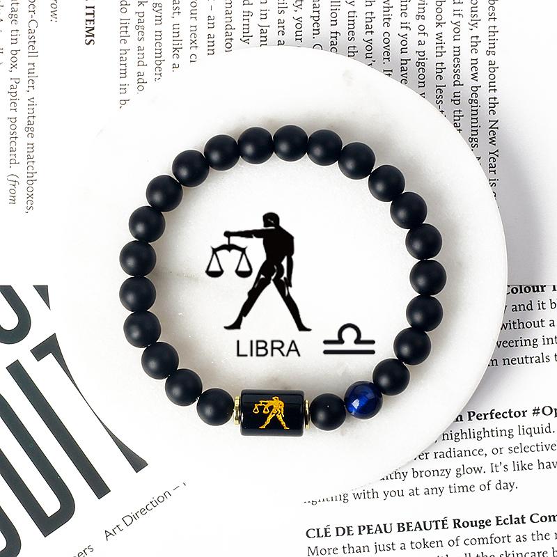 12 Constellations Scorpio Bracelet Natural Stone Tiger Eye Beads Bracelets for Men Women Cancer Virgo Leo Libra Couple Jewelry