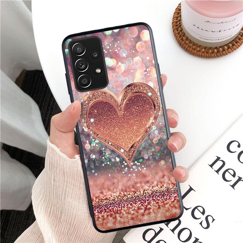 Neue Luxus Rose Gold Diamant Herz Telefon Fall Für Samsung Galaxy A13 A03 A12 A32 A71 A11 A21S A02 A52 A72 a51 A50 A70 A31 M31