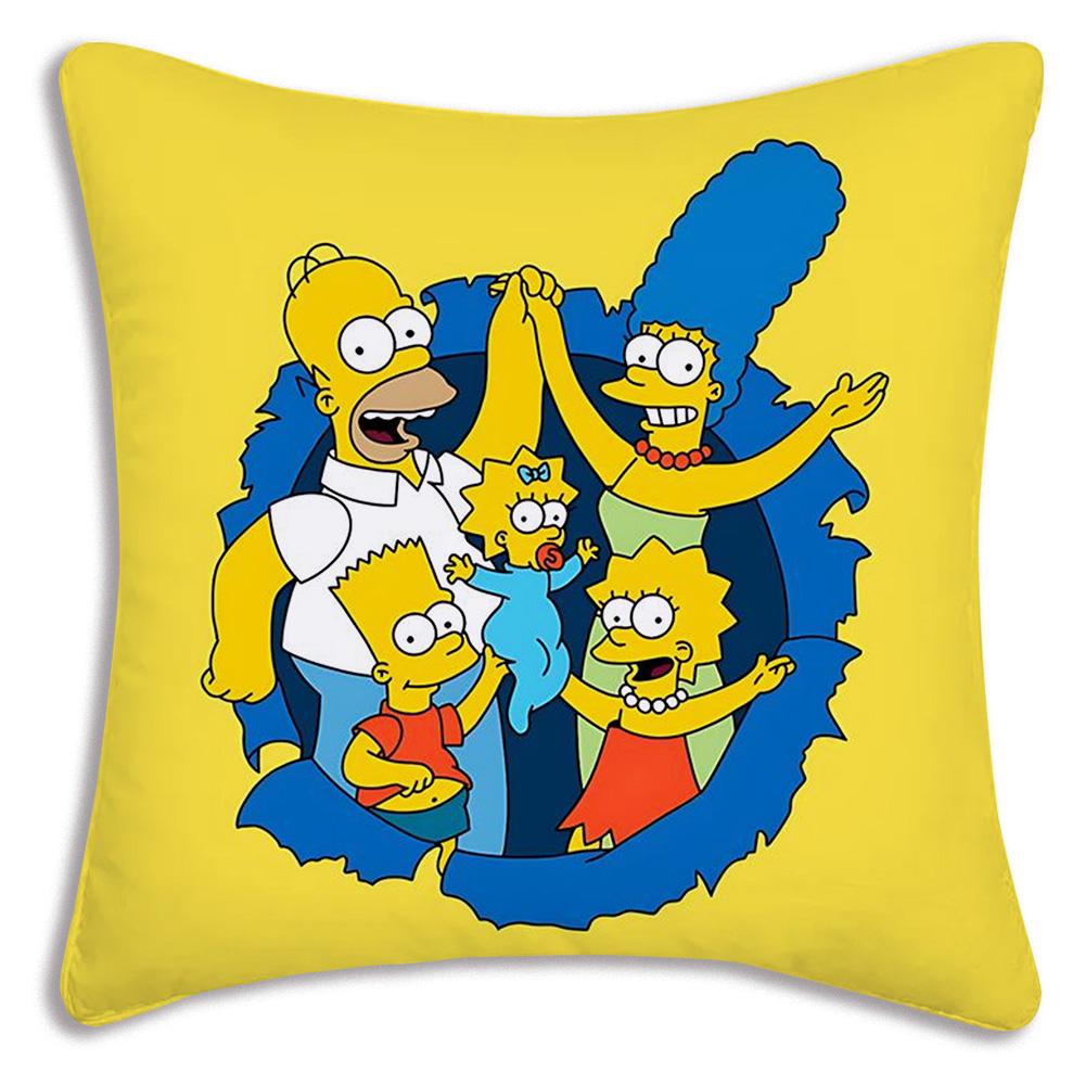 Funda de Almohada de Dibujos Animados Para S-Simpsonss Fundas Decorativas para Sofá del Hogar Impresión a Doble Cara Felpa Corta Funda de Cojín Linda