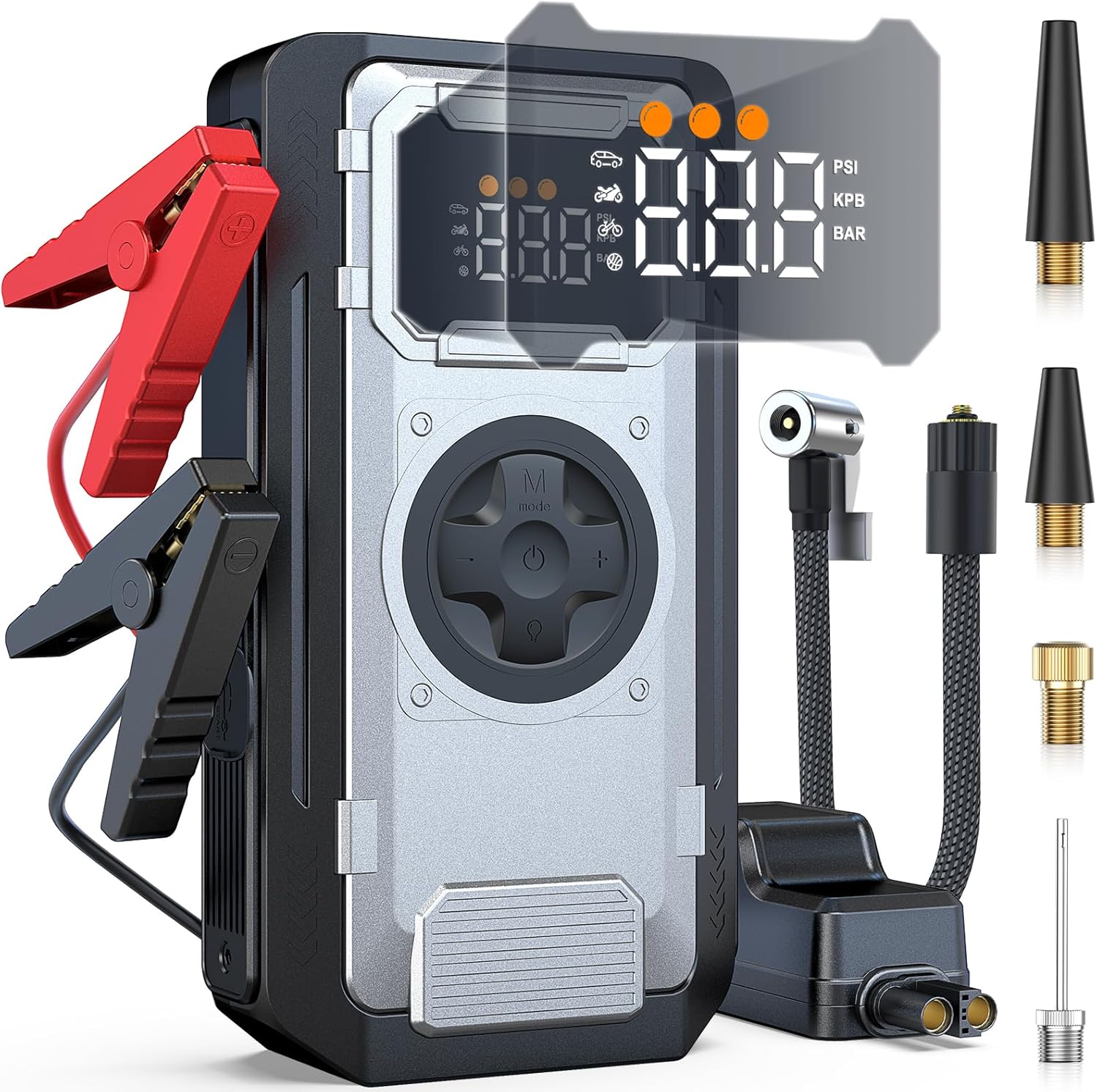 

Portable 5000A Car Jump Starter with Air Compressor, 12V Jump Box, 150PSI, Digital Display