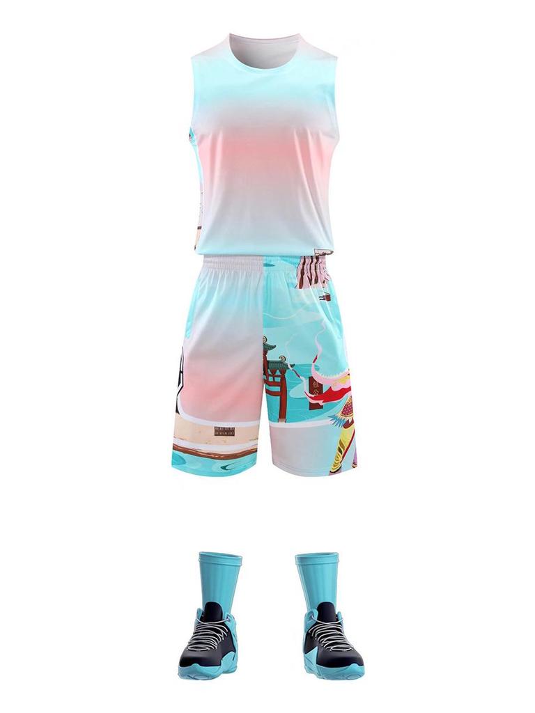 Ultra-Fast Summer Basketball Jersey Set for Girls - Sports Training Uniform for Primary and Middle School Students