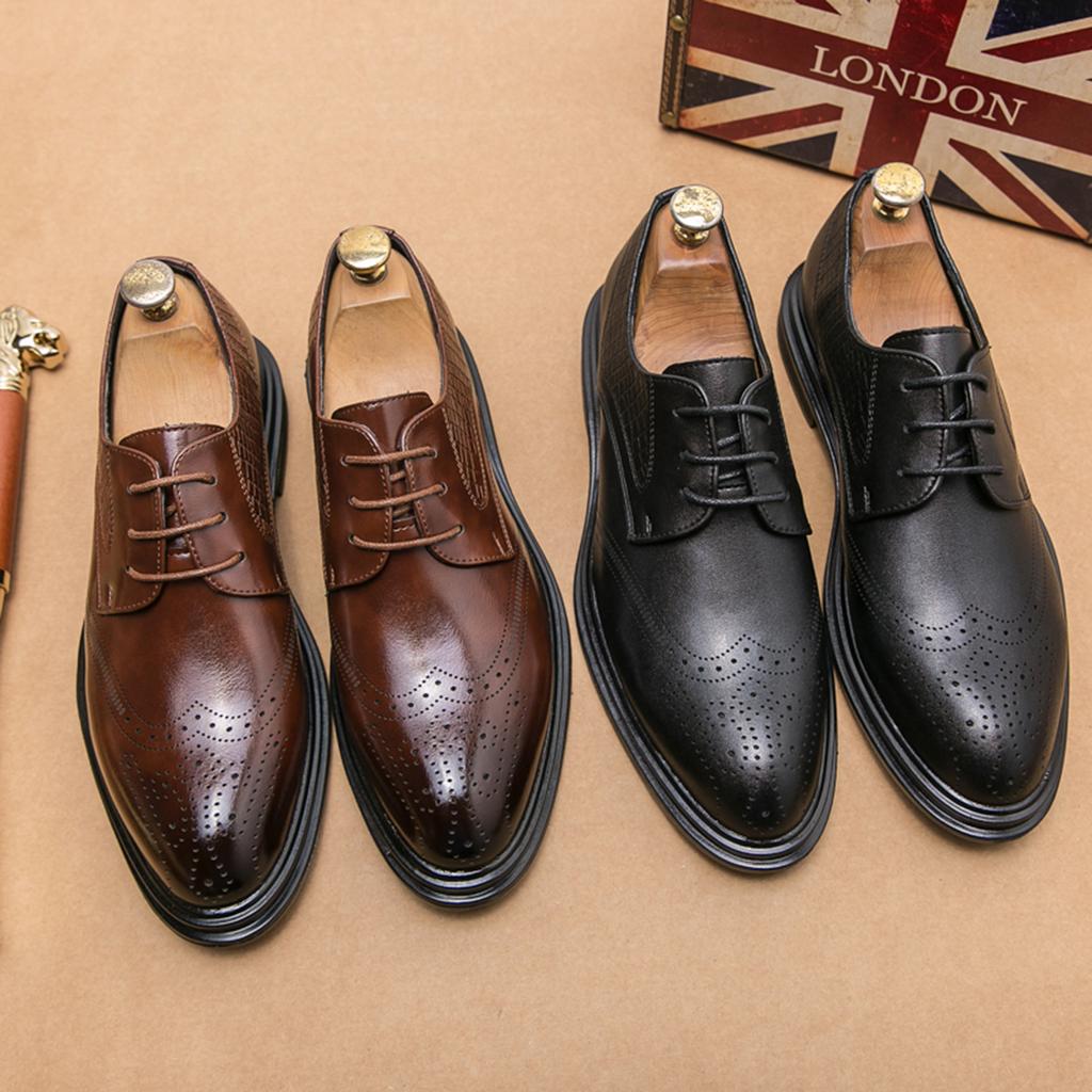 Summer Brock British style suit wedding groom business dress casual heightening leather shoes brown