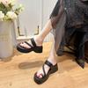 High-heeled set of toe cool slippers women's 2024 new summer French flip-flops muffin thick-soled Roman beach shoes