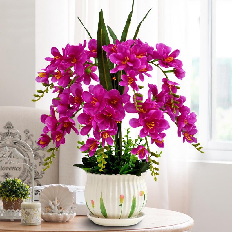 Artificial Phalaenopsis Flower Set: Indoor TV Cabinet Decor