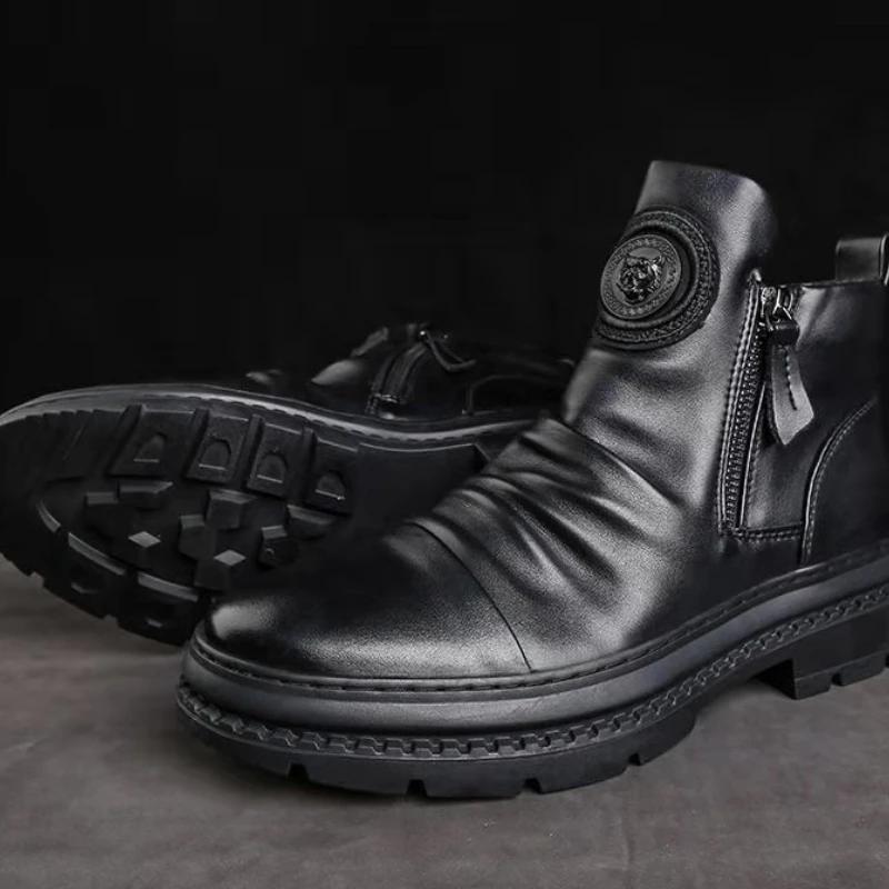 fashion High Top New Men Ankle Boots Retro Men's Boots Zipper Shoes Korean Short Boots Men's Casual Shoes Zapatillas Hombre 2024