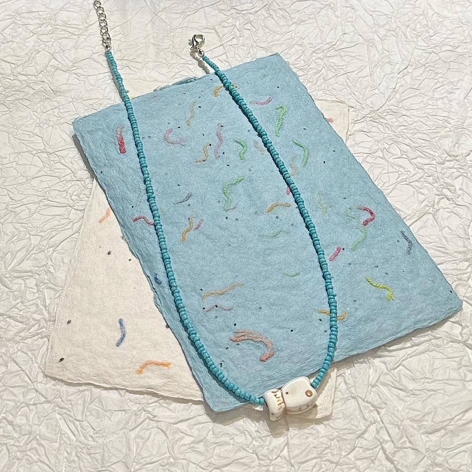 Ocean Series Bead Necklace Summer Blue-green Small Fish Starfish Bead Necklace Irregular Rice Bead Star Necklace Female Jewelry