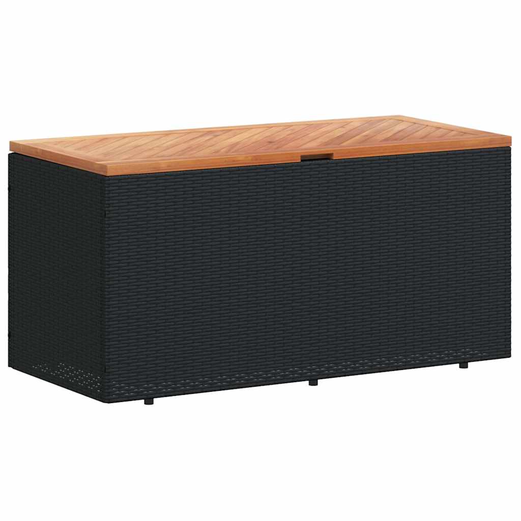Vidaxl Skrzynia Ogrodowa, Czarna, 110X50X54 Cm, Polirattan I Akacja