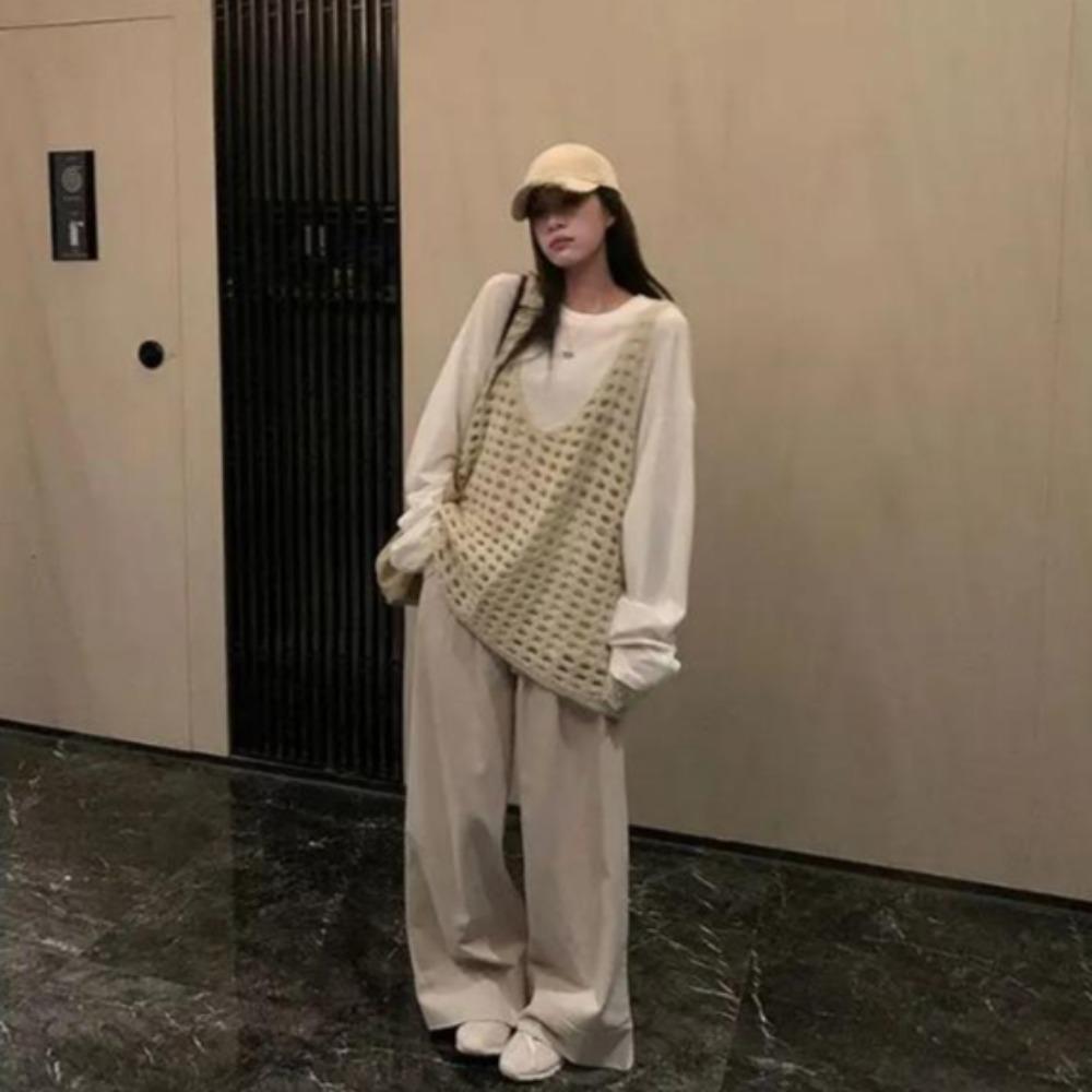 VAYLA Simplicity Lace Patchwork Loose T Shirts Spring Autumn New Long Sleeve High Street Solid Tops Harajuku Fashion Women Clothing