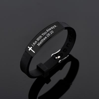 Quote Religious Cross Jesus Scripture Christian Bible Verse Inspirational Faith Silicone Bracelets For Men Women Jewelry
