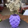 3D Printed Red Gold Flower Vase Sculptural Wave Geometric Textured Decorative Ripple Vase Modern Boho Home Decor for Coffee Table Shelf Entryway