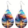 Coloful Sky Aurora PU Leather Earrings Fashion Earrings Holiday Gifts for Friends Party Fashion Accessories Elegant Earrings Party Earrings