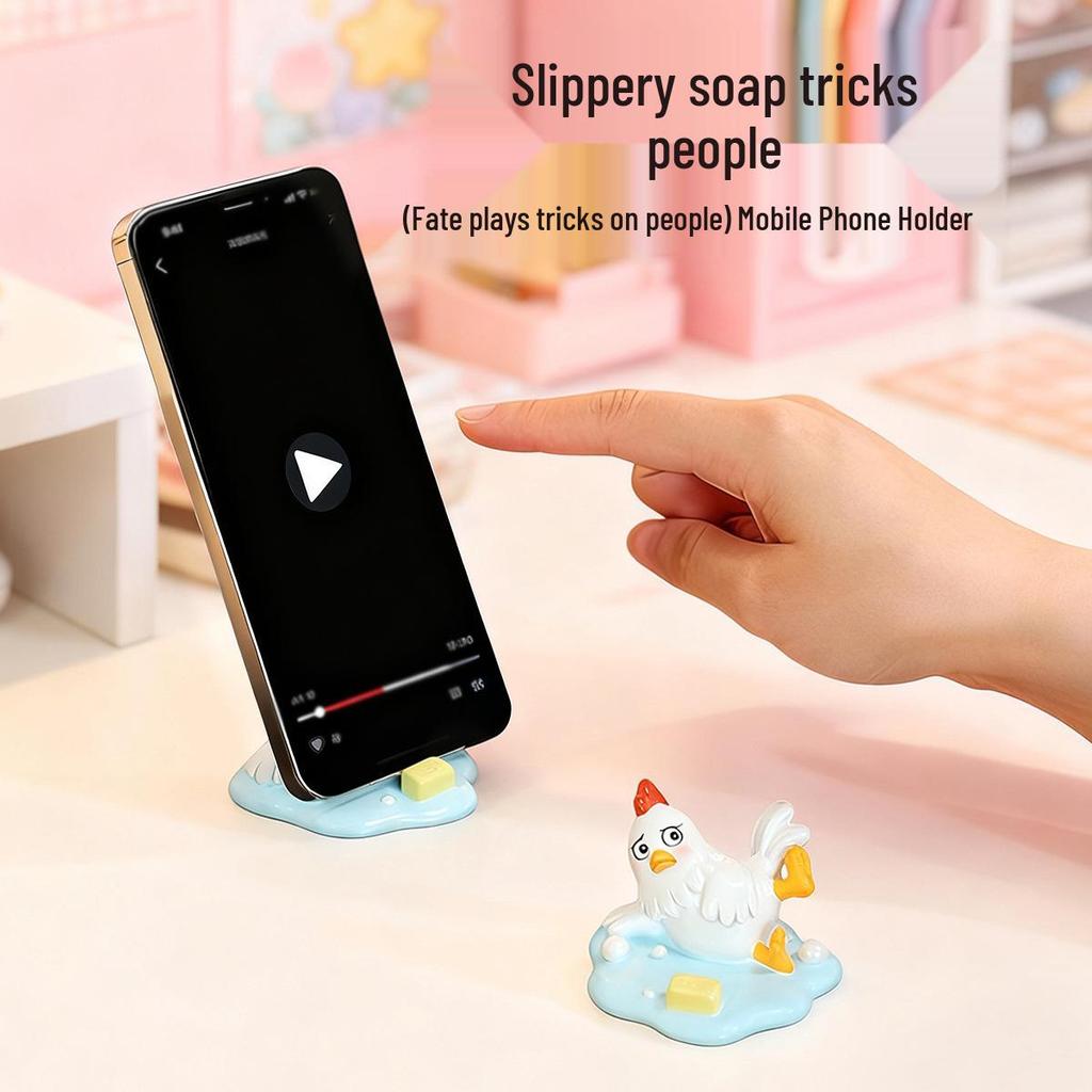 Creative Energetic Chick Phone Holder - Resin Ornament for Home, Desktop, or Car