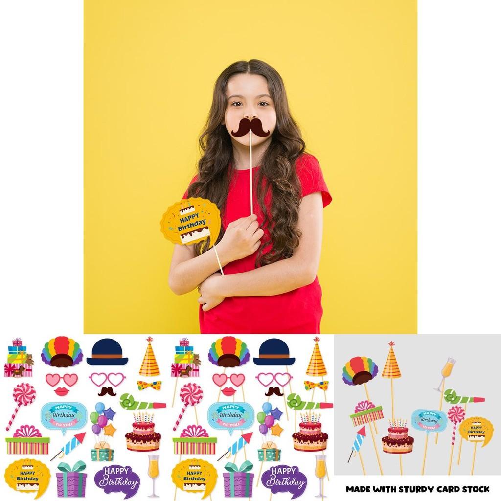 Birthday Party Photo Props Set With Funny Paper Decorations For Celebrations And Events