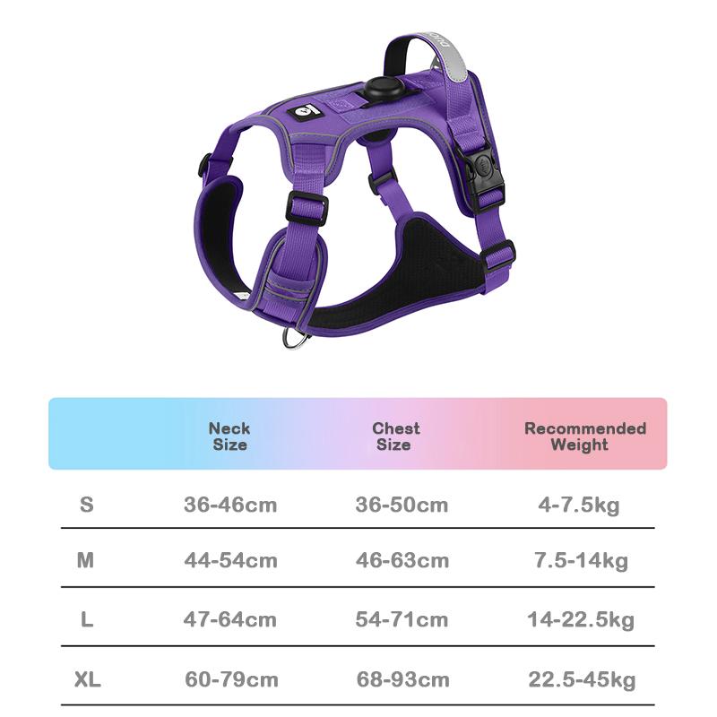 No-Pull Dog Harness for Large Dogs with GPS Tracker Slot Heavy Duty Reflective Adjustable Pet Vest Harness for Outdoor Walking