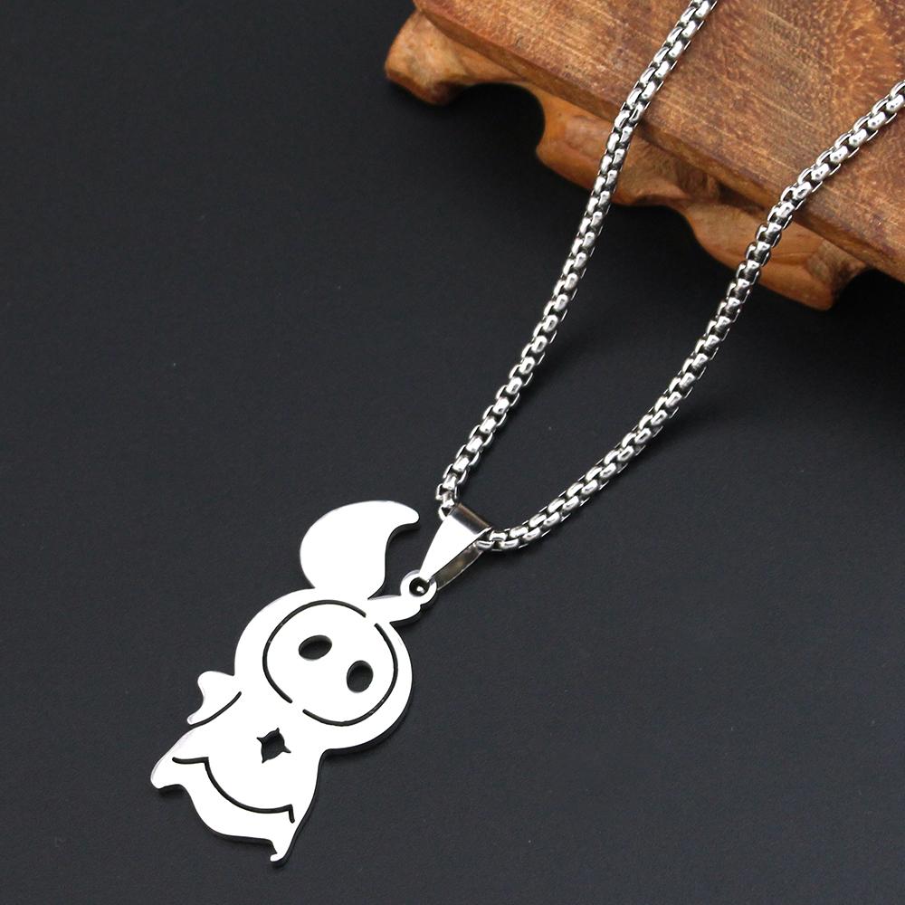 Genshin Impact Pendant Necklace Teen Cute Anime Cartoon Ghost Stainless Steel Necklace for Men Women Jewelry Accessories Gift