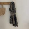 Korean Retro Grid Scarf Women's Autumn New Cotton and Linen Long Style Shawl Scarf
