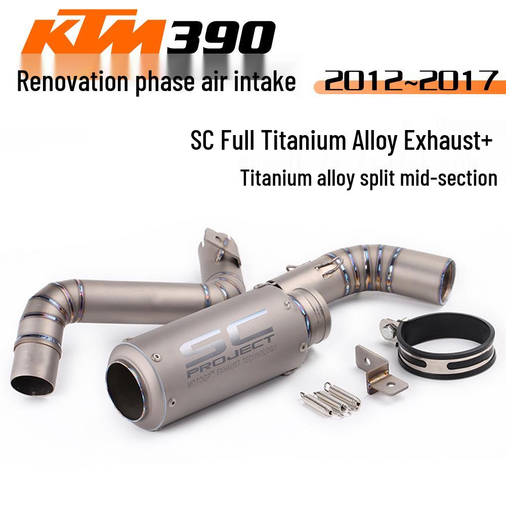Modified Exhaust System for Duke390/RC390: Stainless Steel & Titanium Mid-pipe & Tailpipe Set