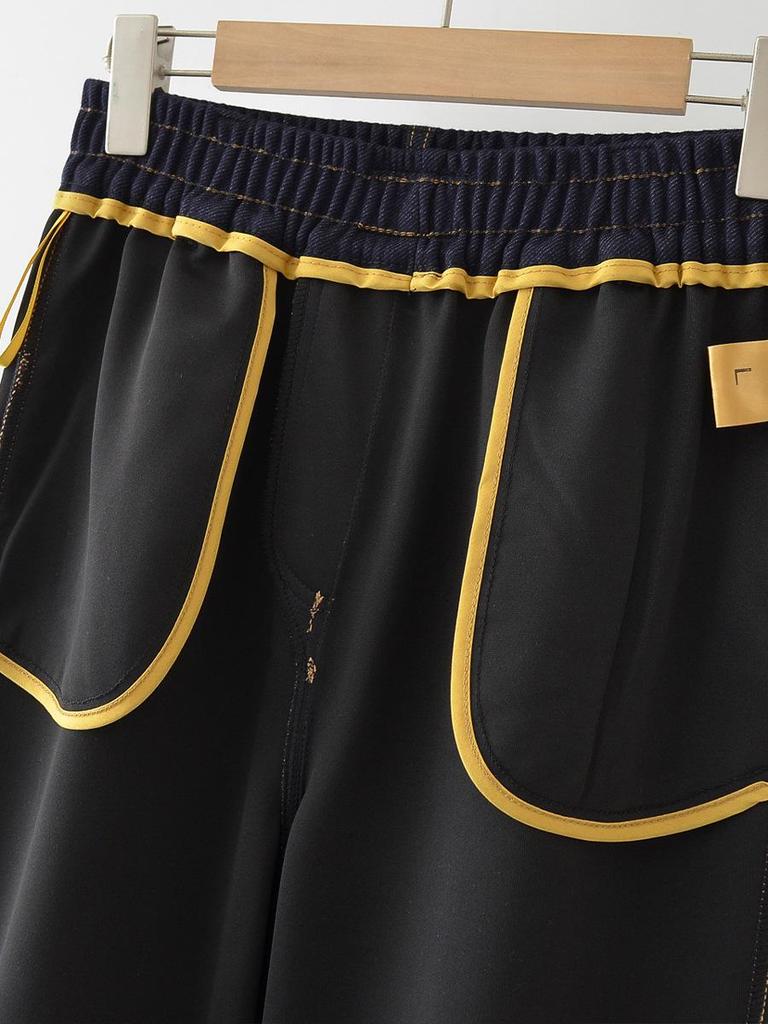 High-Waisted Elastic Denim Wide-Leg Pants for Middle-Aged Women – Stylish and Drapey
