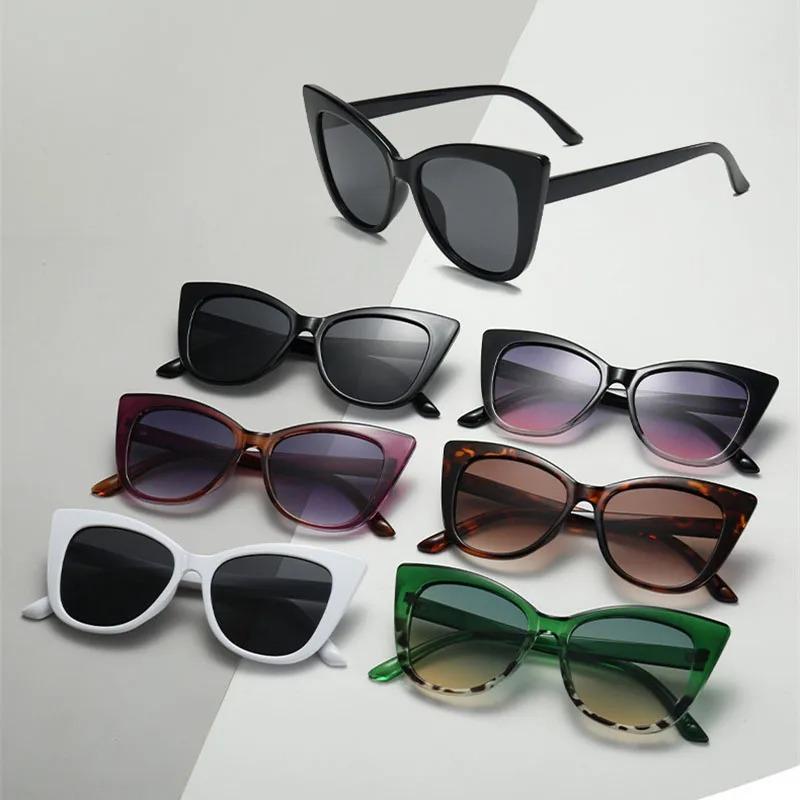 Fashion Street Shooting Cat Eye Sunglasses Photo Props Oval Frame Gradient Lens Sun Glasses UV400 Protection Eyewear for Women