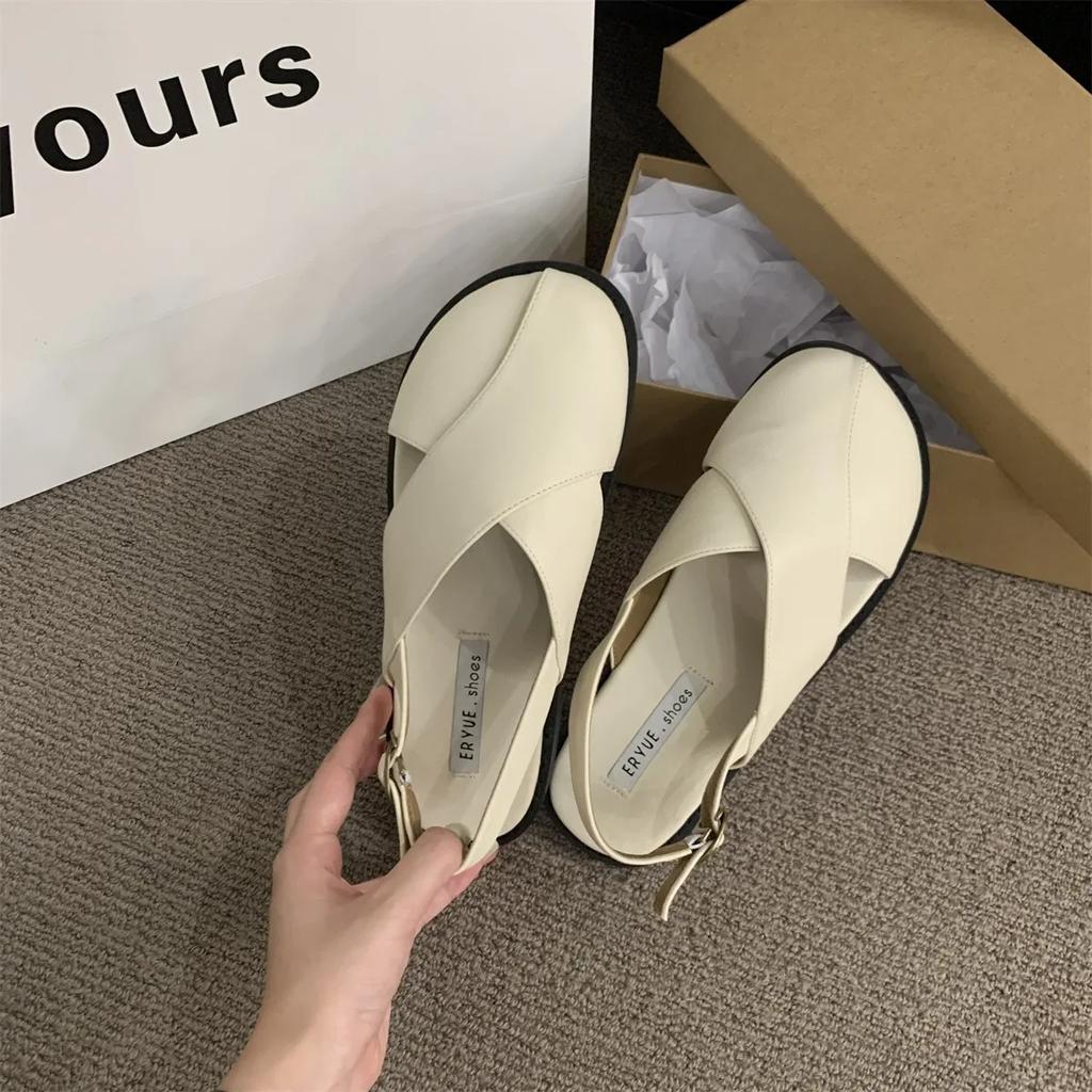 Fashion Baotou Sandals Women's 2025 Summer New Korean Version French Retro Mori Fairy Style Casual Flat Roman Shoes