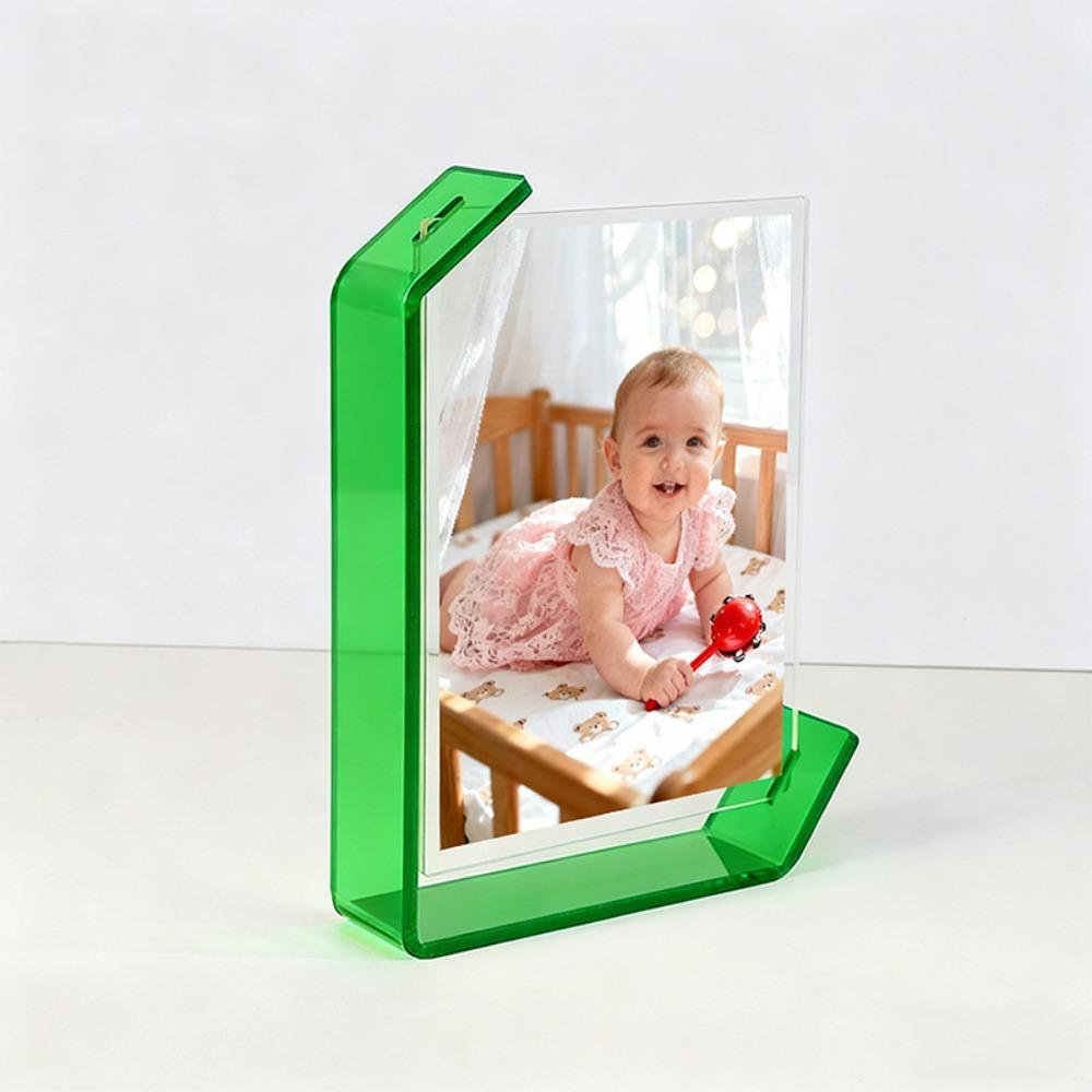 

Transparent L-shaped Tabletop Stand Modern Photo Stand Multi-purpose Acrylic Photo Frame Office 5 inch зелёный
