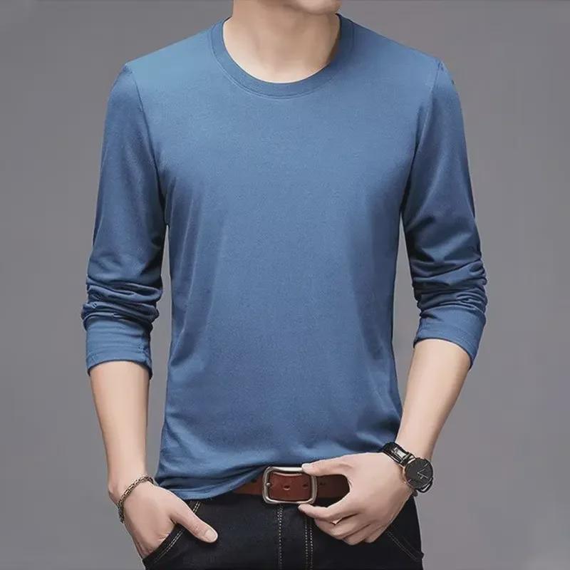 

Мужская белая однотонная футболка с длинным рукавом, весна/осень, большой размер L