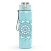 1PC Light Blue Mandala Flower 750ml Color Plastic Sports Water Bottle Leakproof Flip Straw Lid Suitable for Sports Office Home Use