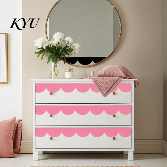 Décoration d'Angle Flexible pour Armoire 4 Pièces Stickers Muraux Bordure Festonnée, Autocollants Géométriques Demi-Arche à Décoller et Coller, Autocollant Décoratif Chambre à Coucher