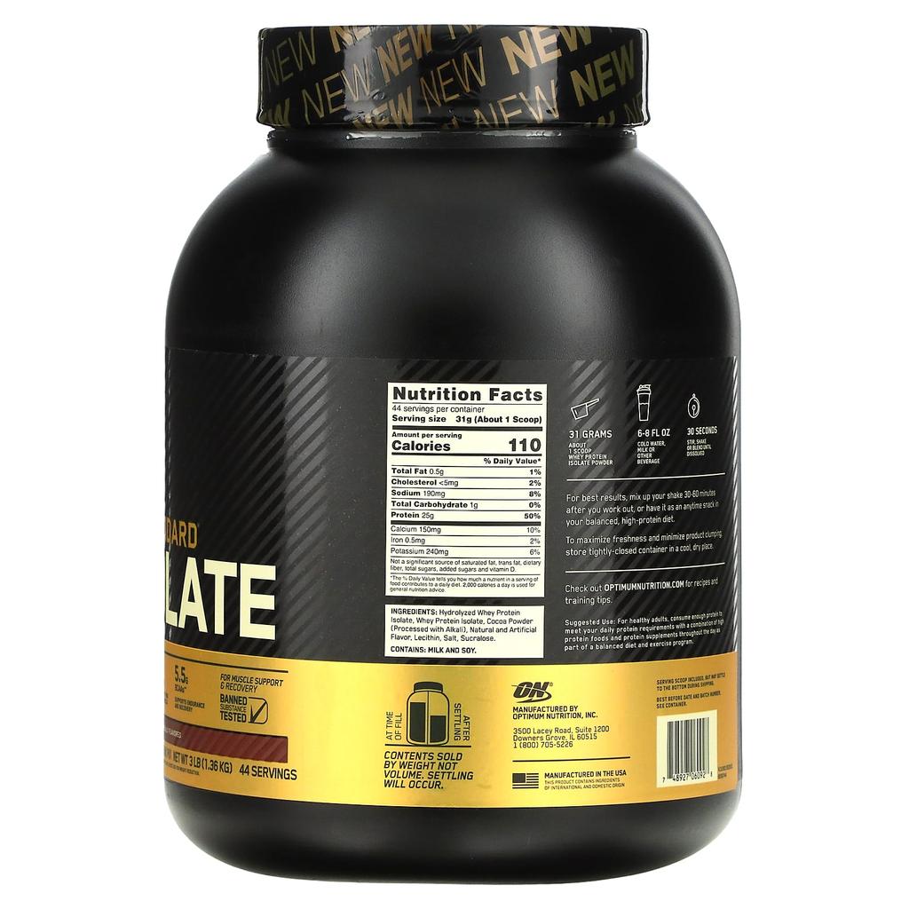 Optimum Nutrition Gold Standard 100% Isolate, Chocolate Bliss, 3 Lbs (1.36 Kg)