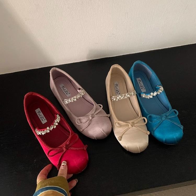 Evening Wind Shoes French Rhinestones with Mary Jane Single Shoes Flat Ballet Shoes Early Spring New Soft-soled Women's Shoes