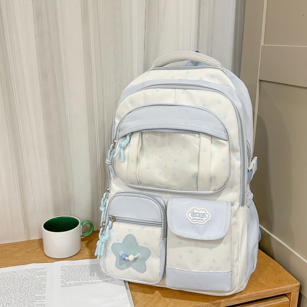 Schoolbag new high-value primary school schoolbag transparent pain bag girls light large capacity junior high school student backpack