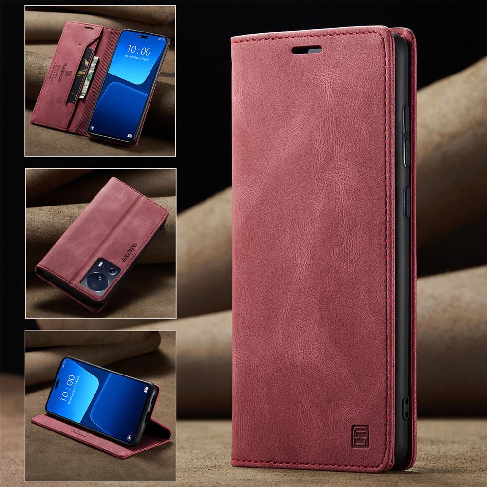 Luxury Genuine Leather Magnetic Wallet Flip Case for Xiaomi Mi 14 13 Lite Pro Card Slot Stand Shockproof Foldable Holder Full Protection Cover