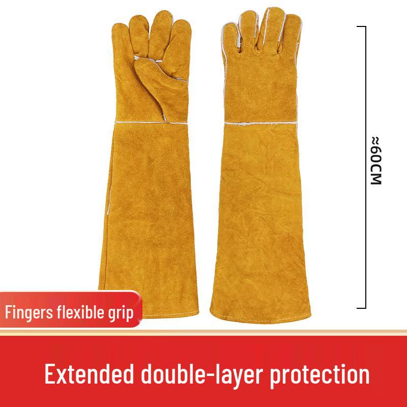 Tear-Resistant Cowhide Anti-Scratch and Bite Gloves for Pet Handling and Grooming
