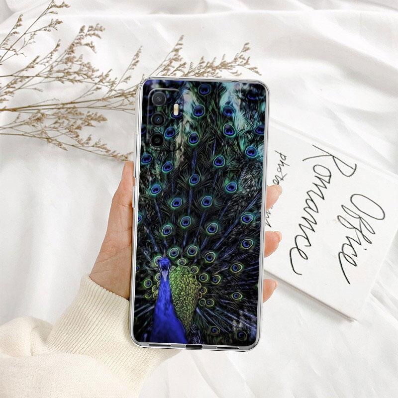 IK53 Peacock feather Transparent Phone Case for Samsung Galaxy A04 A04S A14 A23 A34 A54 M23 M33 M52 M53