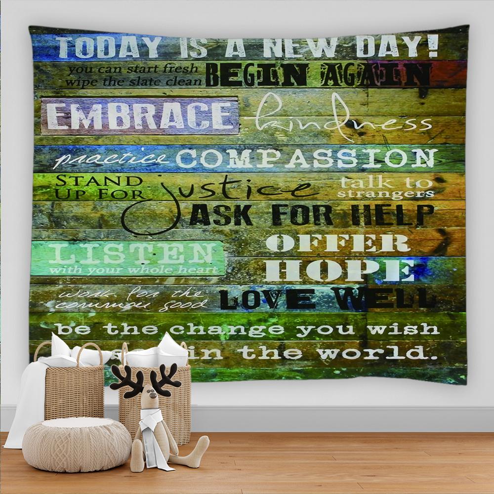 Ретро Стиль Word Art Деревянная Текстура Гобелен Настенный Психоделический Ковер Домашняя — фото 4