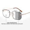 Retro Frameless Photochromic Women'S Myopia Glasses Fashionable And Luxurious Anti Blue Light Myopia Sunscreen Glasses