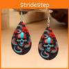 Flower Themed Halloween Skull Patterns Water Droplet Shaped Women Earrings