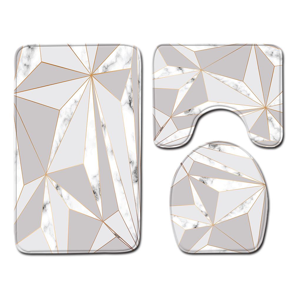 Marmorstrukturierte Toilette Dreiteilige Bodenmatte Fußmatte Badezimmerteppich