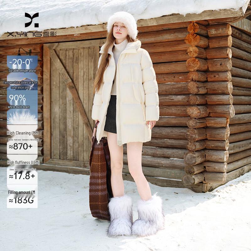 Xiangying Women s Hooded White Duck Down Puffer Jacket M